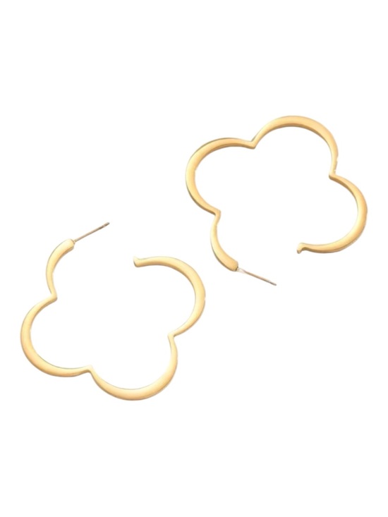 Whimsy_and_Rose Jewelry - Gold Flower Outline Hoop Earrings